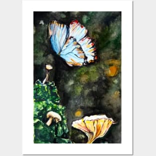 Butterfly and the Mushroom Patch Posters and Art